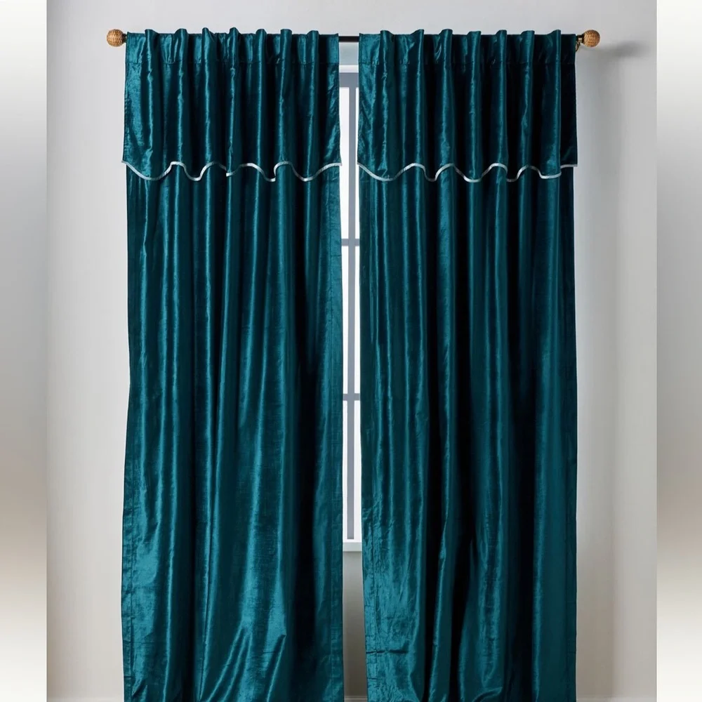 Adelina Velvet Valance 1/ Curtain  96” x50” / Color/ Teal